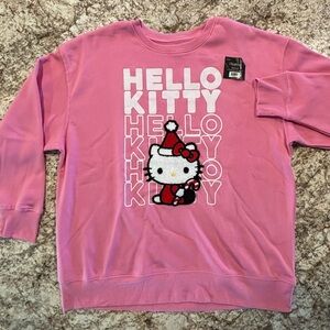 Hello Kitty Holiday Pink Adult Sweatshirt Size Med NEW.‎ Hello Kitty appliqué